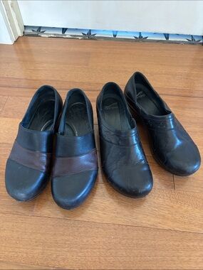 Dansko Black and Brown Leather Mules Lot of 2